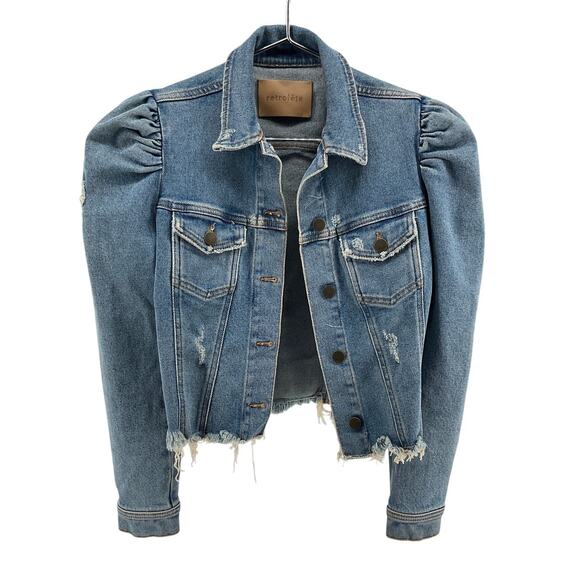 Retrofete Jackets & Blazers - Retrofete Distressed Blue Rissa Denim Jacket Size S